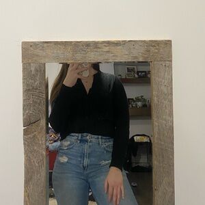 Vince Black Long Sleeve V-neck Blouse